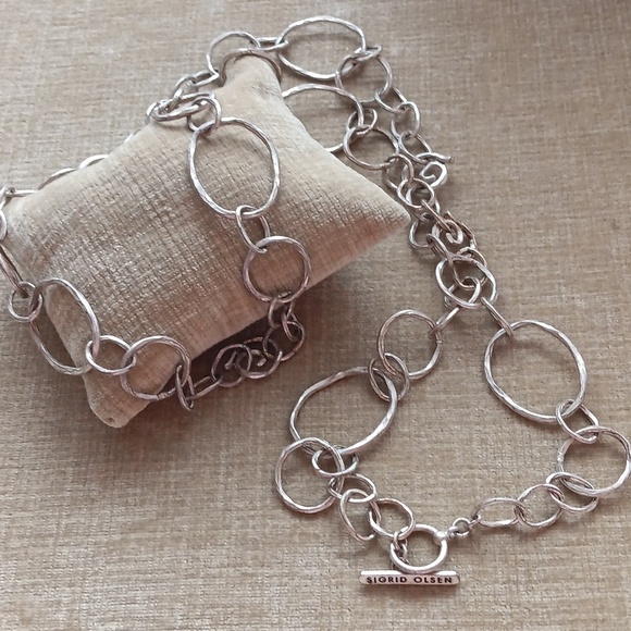 Sigrid Olsen Gold Tone Grunge Chunky Big Chain Long Necklace - Picture 5 of 12